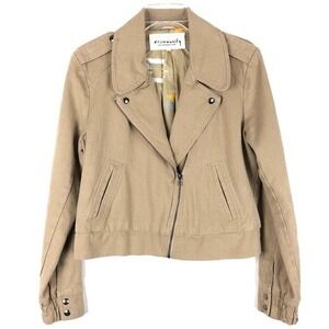 Aritzia Community Hemp Moto Jacket Tan Solid Size‎ M Hemp Linen Zip